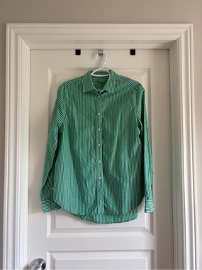United Colors Of Benetton Green Striped Dress Shirt